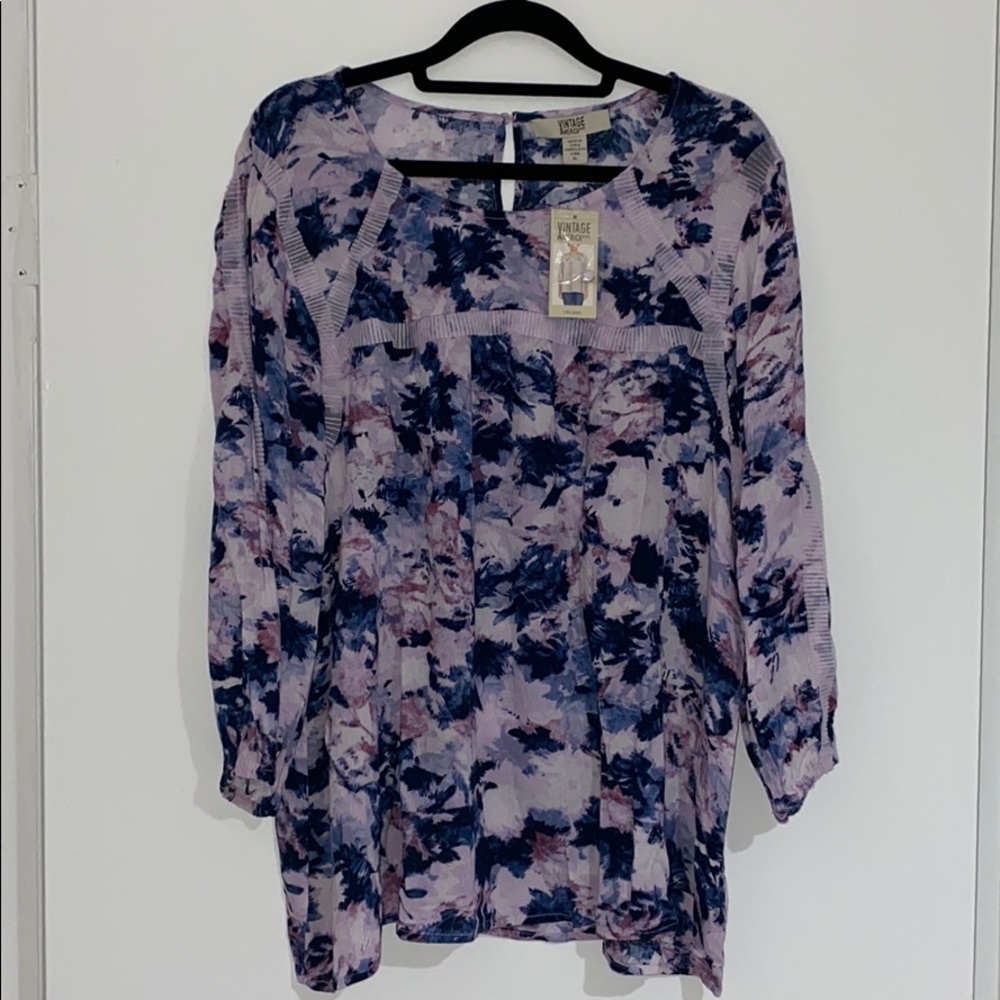 Vintage America lavender and blue blouse